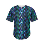 Turquoise Dragon Scales Pattern Print Men's Baseball Jersey