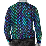 Turquoise Dragon Scales Pattern Print Men's Crewneck Sweatshirt GearFrost