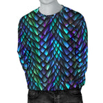Turquoise Dragon Scales Pattern Print Men's Crewneck Sweatshirt GearFrost
