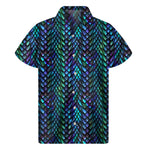 Turquoise Dragon Scales Pattern Print Men's Short Sleeve Shirt