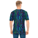 Turquoise Dragon Scales Pattern Print Men's T-Shirt
