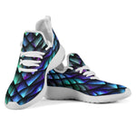 Turquoise Dragon Scales Pattern Print Mesh Knit Shoes GearFrost