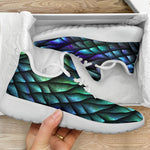 Turquoise Dragon Scales Pattern Print Mesh Knit Shoes GearFrost