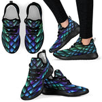 Turquoise Dragon Scales Pattern Print Mesh Knit Shoes GearFrost