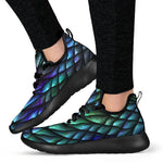 Turquoise Dragon Scales Pattern Print Mesh Knit Shoes GearFrost