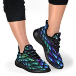 Turquoise Dragon Scales Pattern Print Mesh Knit Shoes GearFrost