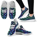 Turquoise Dragon Scales Pattern Print Mesh Knit Shoes GearFrost