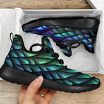 Turquoise Dragon Scales Pattern Print Mesh Knit Shoes GearFrost