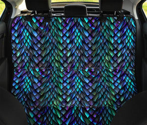 Turquoise Dragon Scales Pattern Print Pet Car Back Seat Cover