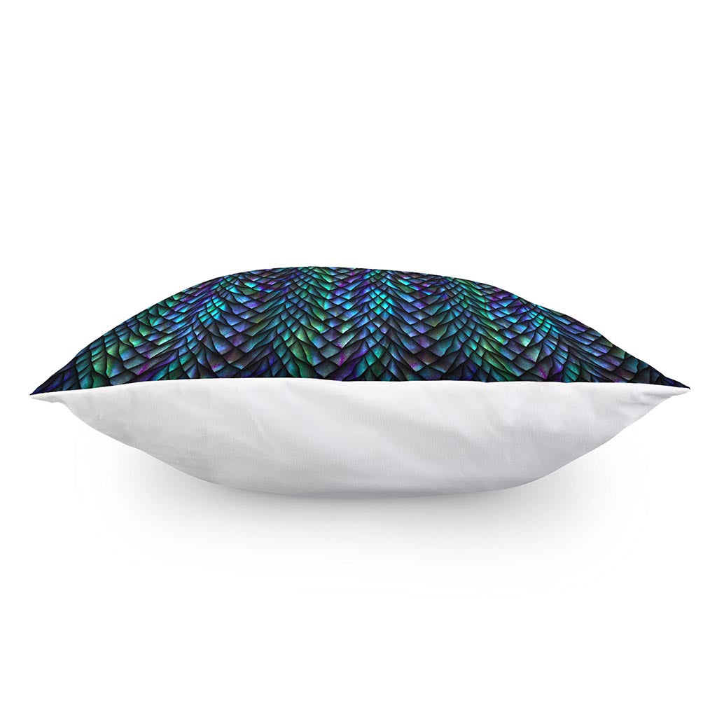 Turquoise Dragon Scales Pattern Print Pillow Cover