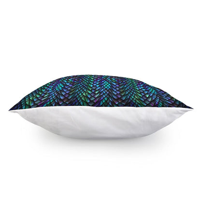 Turquoise Dragon Scales Pattern Print Pillow Cover
