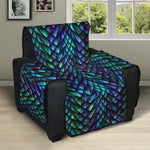 Turquoise Dragon Scales Pattern Print Recliner Protector