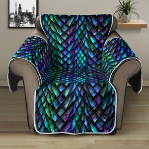 Turquoise Dragon Scales Pattern Print Recliner Protector