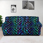 Turquoise Dragon Scales Pattern Print Sofa Cover