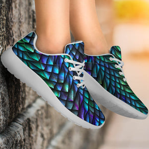 Turquoise Dragon Scales Pattern Print Sport Shoes GearFrost