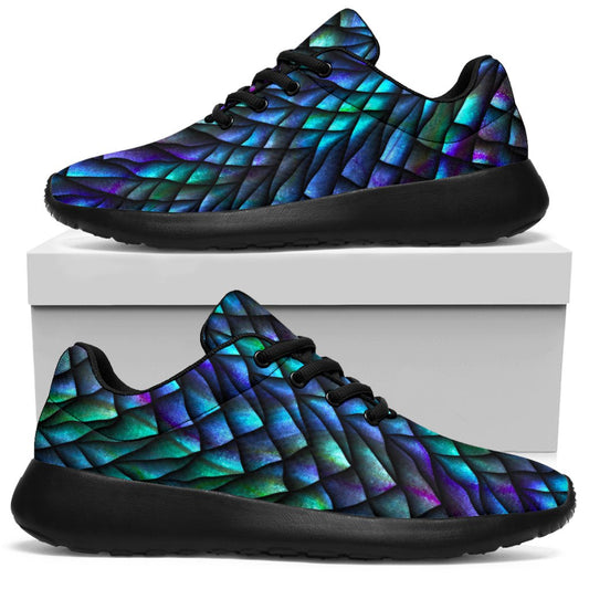 Turquoise Dragon Scales Pattern Print Sport Shoes GearFrost