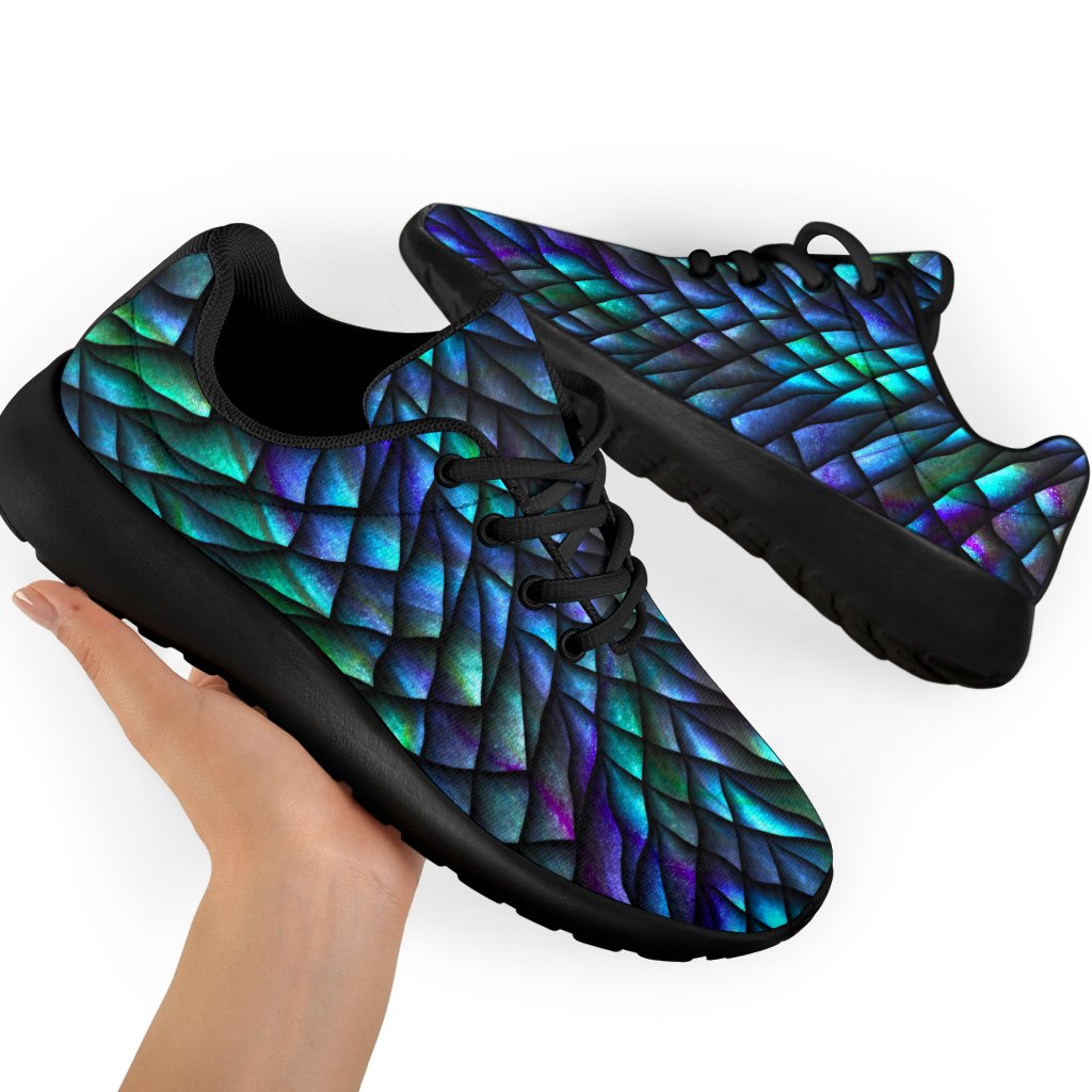Turquoise Dragon Scales Pattern Print Sport Shoes GearFrost