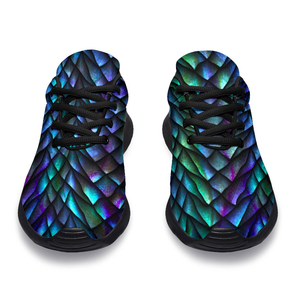 Turquoise Dragon Scales Pattern Print Sport Shoes GearFrost