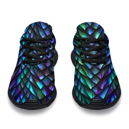Turquoise Dragon Scales Pattern Print Sport Shoes GearFrost
