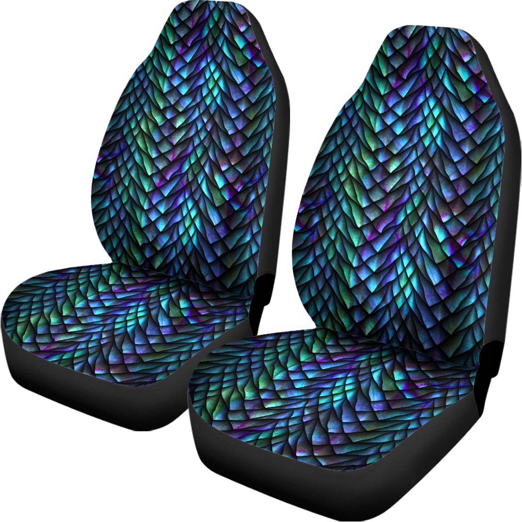 Turquoise Dragon Scales Pattern Print Universal Fit Car Seat Covers