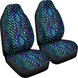 Turquoise Dragon Scales Pattern Print Universal Fit Car Seat Covers