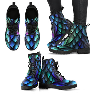 Turquoise Dragon Scales Pattern Print Women's Boots GearFrost
