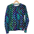 Turquoise Dragon Scales Pattern Print Women's Crewneck Sweatshirt