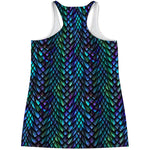 Turquoise Dragon Scales Pattern Print Women's Racerback Tank Top
