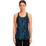 Turquoise Dragon Scales Pattern Print Women's Racerback Tank Top