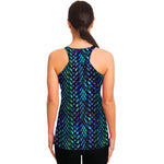 Turquoise Dragon Scales Pattern Print Women's Racerback Tank Top