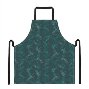 Turquoise Dragonfly Pattern Print Apron