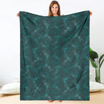 Turquoise Dragonfly Pattern Print Blanket