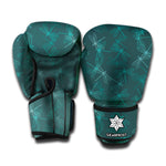 Turquoise Dragonfly Pattern Print Boxing Gloves