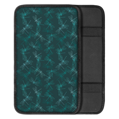 Turquoise Dragonfly Pattern Print Car Center Console Cover