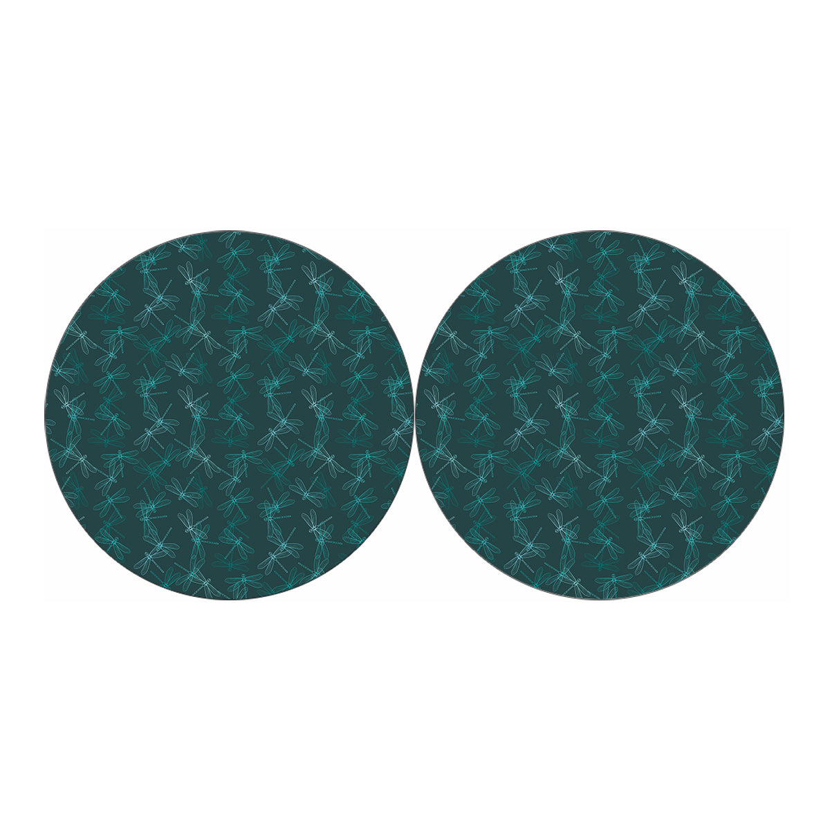 Turquoise Dragonfly Pattern Print Car Coasters