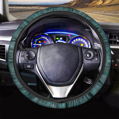Turquoise Dragonfly Pattern Print Car Steering Wheel Cover