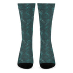 Turquoise Dragonfly Pattern Print Crew Socks