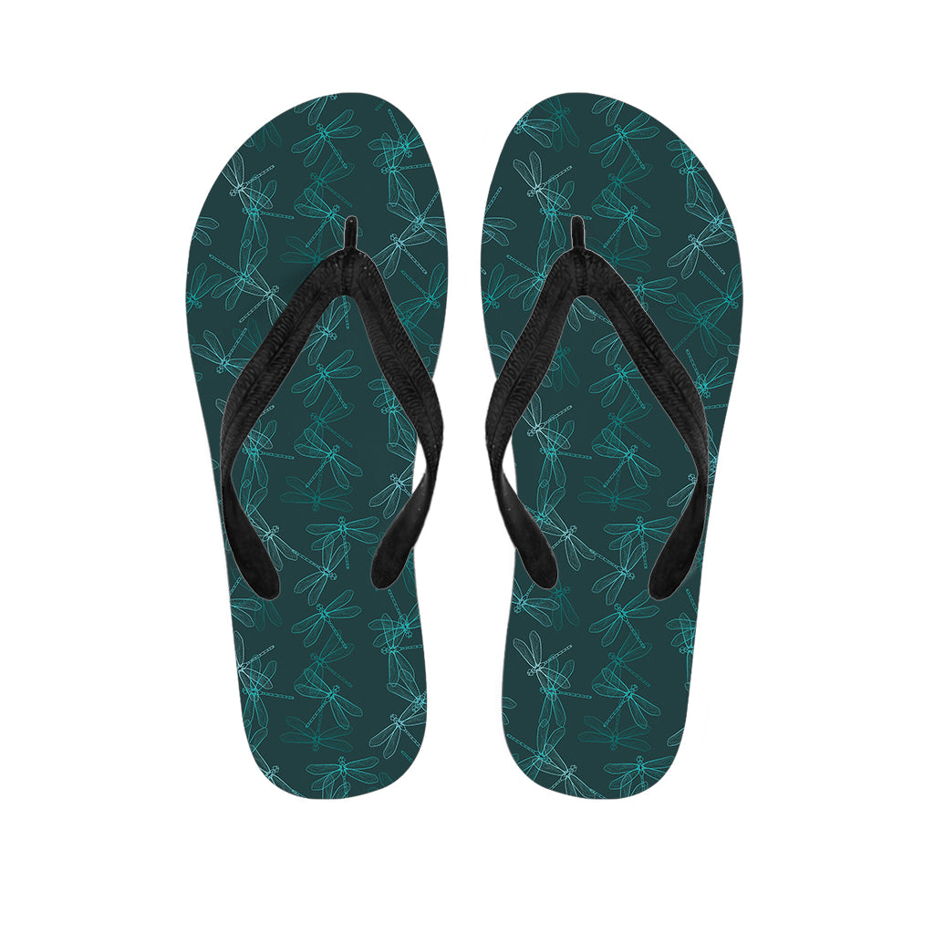Turquoise Dragonfly Pattern Print Flip Flops