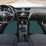 Turquoise Dragonfly Pattern Print Front and Back Car Floor Mats