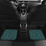 Turquoise Dragonfly Pattern Print Front and Back Car Floor Mats