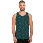 Turquoise Dragonfly Pattern Print Men's Tank Top