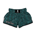 Turquoise Dragonfly Pattern Print Muay Thai Boxing Shorts