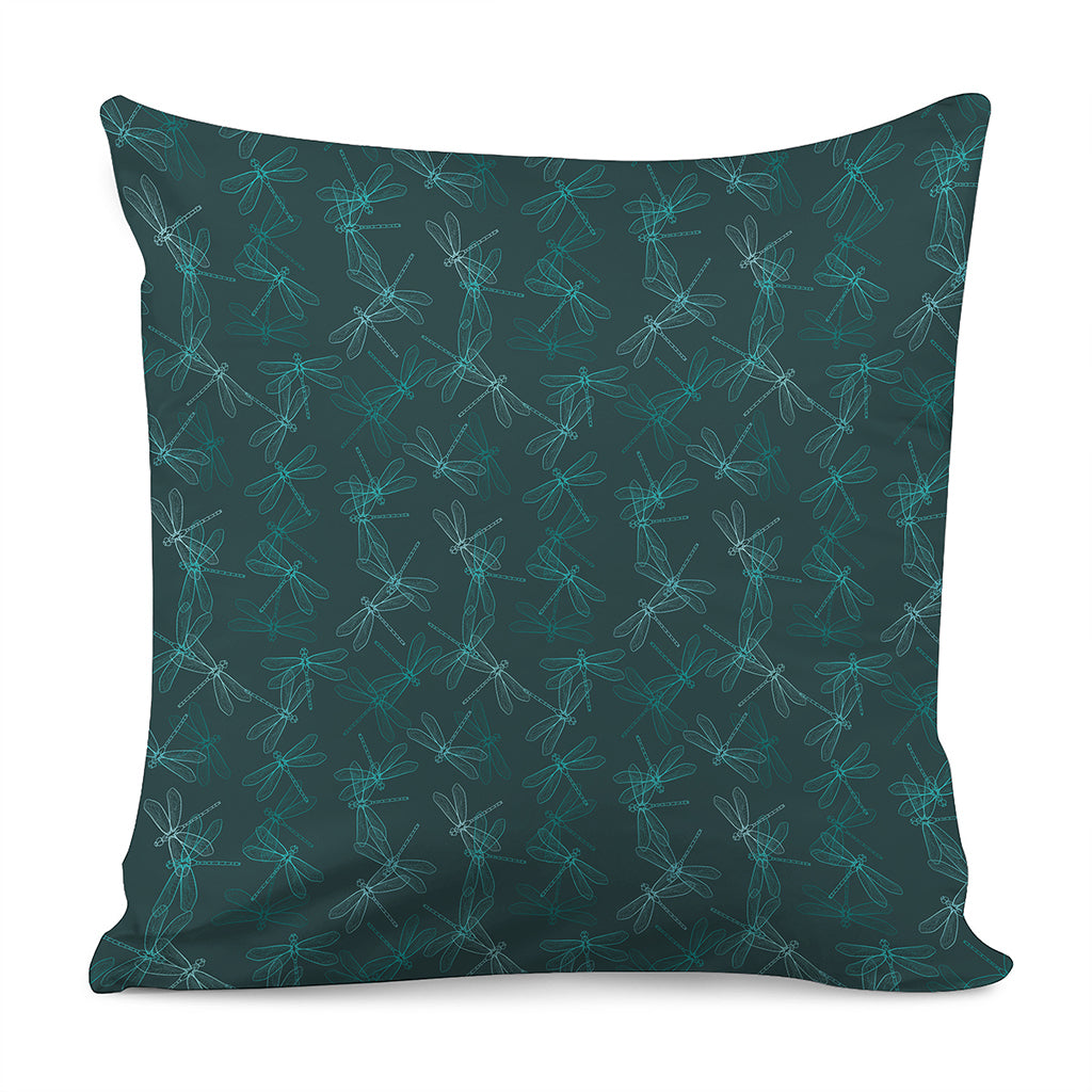 Turquoise Dragonfly Pattern Print Pillow Cover