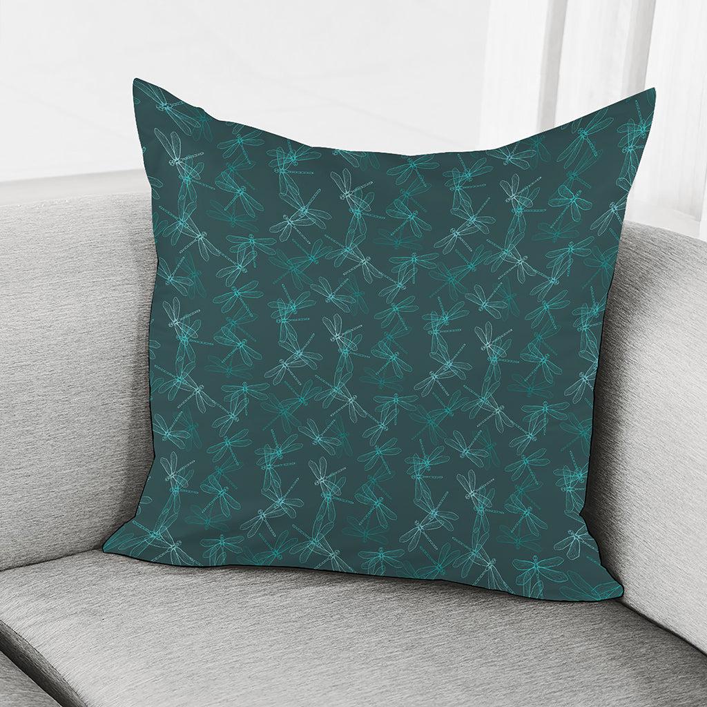 Turquoise Dragonfly Pattern Print Pillow Cover