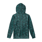 Turquoise Dragonfly Pattern Print Pullover Hoodie