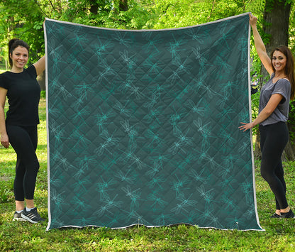 Turquoise Dragonfly Pattern Print Quilt