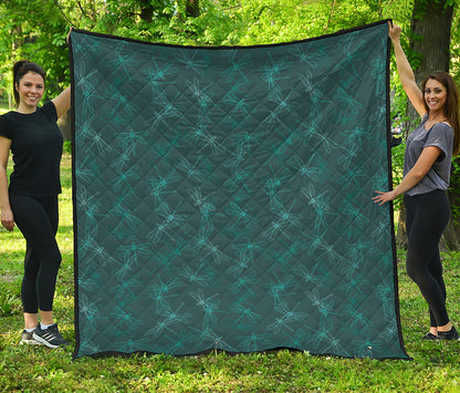 Turquoise Dragonfly Pattern Print Quilt