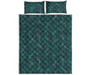 Turquoise Dragonfly Pattern Print Quilt Bed Set