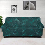 Turquoise Dragonfly Pattern Print Sofa Cover