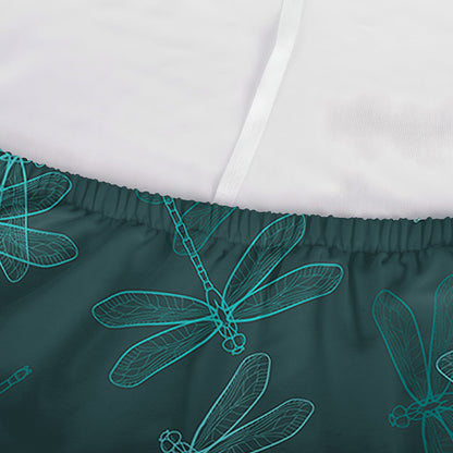 Turquoise Dragonfly Pattern Print Sofa Cover